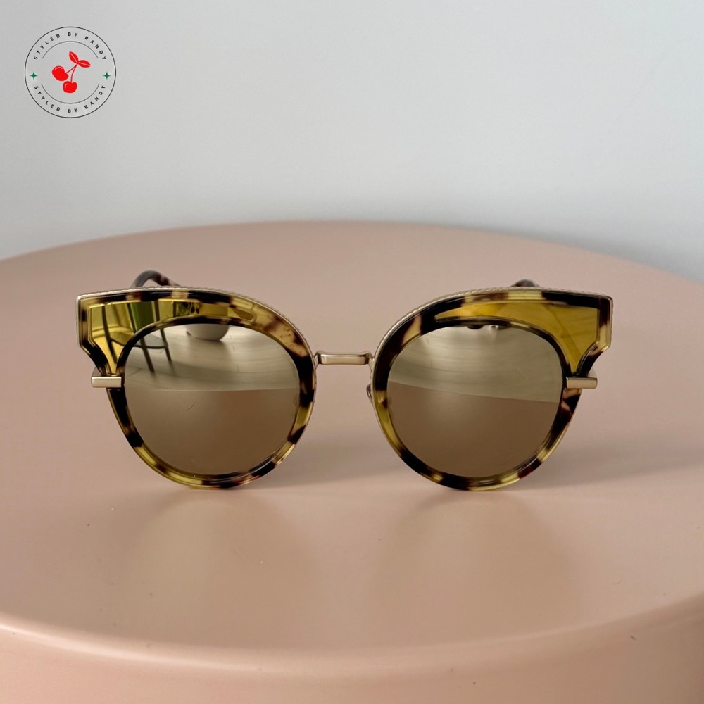 Bottega Veneta Cat Eye Sunglasses in Havana and Gold BV0094S